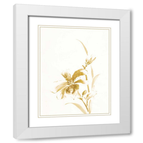 Sumi Daylily IV Gold White Modern Wood Framed Art Print with Double Matting by Paschke, Chris