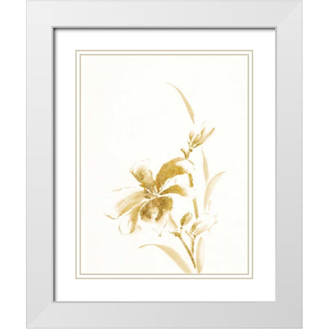 Sumi Daylily IV Gold White Modern Wood Framed Art Print with Double Matting by Paschke, Chris
