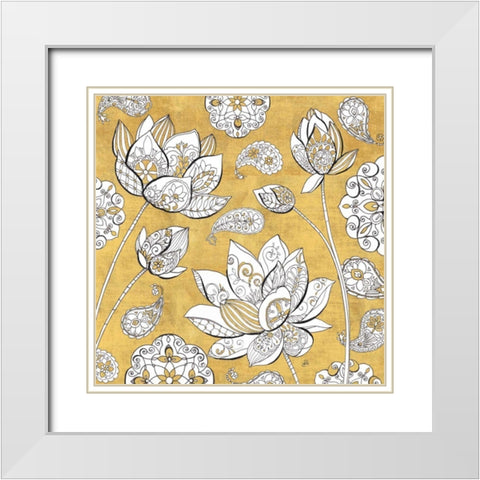 Color My World Lotus I Gold White Modern Wood Framed Art Print with Double Matting by Brissonnet, Daphne