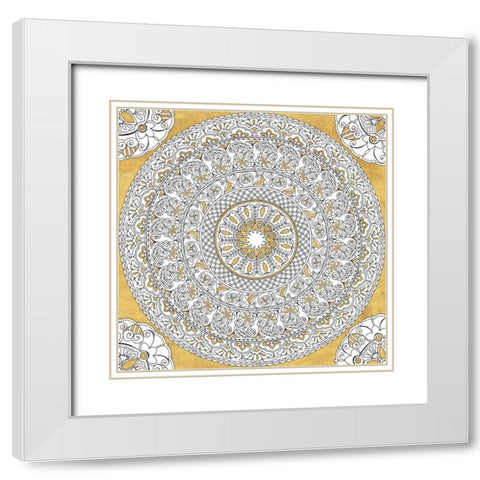 Color My World Mandala I Gold White Modern Wood Framed Art Print with Double Matting by Brissonnet, Daphne