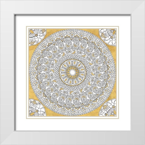 Color My World Mandala I Gold White Modern Wood Framed Art Print with Double Matting by Brissonnet, Daphne