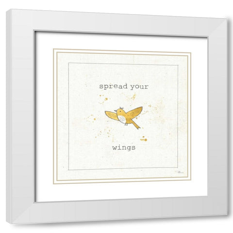 Lil Tweeties II White Modern Wood Framed Art Print with Double Matting by Pela Studio