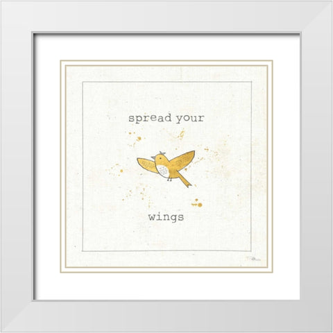 Lil Tweeties II White Modern Wood Framed Art Print with Double Matting by Pela Studio