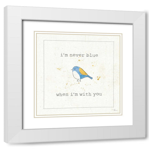 Lil Tweeties III White Modern Wood Framed Art Print with Double Matting by Pela Studio