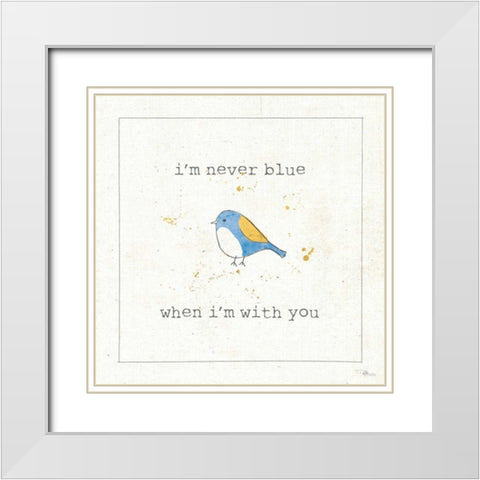 Lil Tweeties III White Modern Wood Framed Art Print with Double Matting by Pela Studio