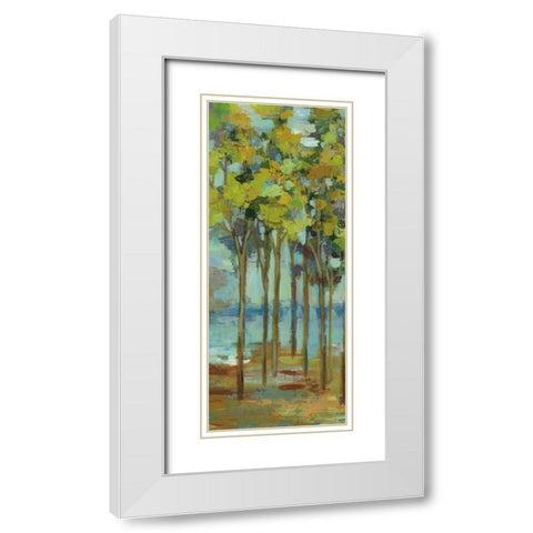 Spring Trees Panel I White Modern Wood Framed Art Print with Double Matting by Vassileva, Silvia