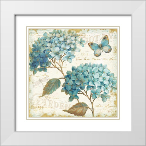 Blue Garden V White Modern Wood Framed Art Print with Double Matting by Brissonnet, Daphne