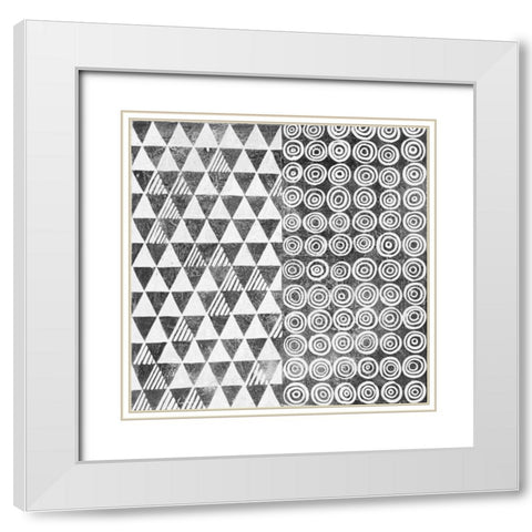 Maki Tile I BW White Modern Wood Framed Art Print with Double Matting by Lovell, Kathrine