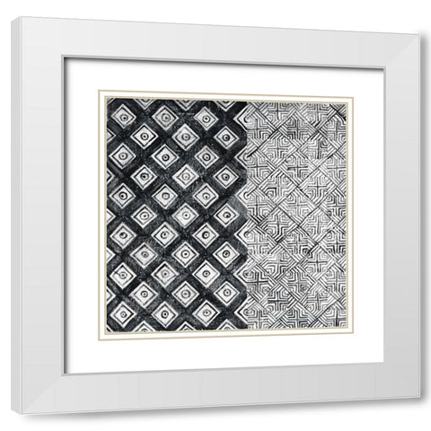 Maki Tile II BW White Modern Wood Framed Art Print with Double Matting by Lovell, Kathrine