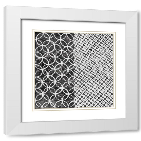 Maki Tile III BW White Modern Wood Framed Art Print with Double Matting by Lovell, Kathrine