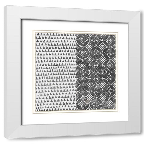 Maki Tile IV BW White Modern Wood Framed Art Print with Double Matting by Lovell, Kathrine