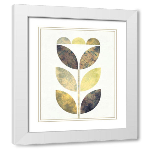 Golden Flower I White Modern Wood Framed Art Print with Double Matting by Mullan, Michael
