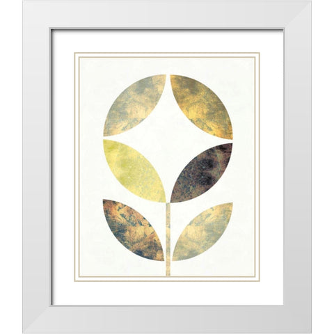 Golden Flower II White Modern Wood Framed Art Print with Double Matting by Mullan, Michael