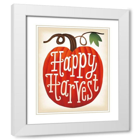 Harvest Time Happy Harvest Pumpkins White Modern Wood Framed Art Print with Double Matting by Mullan, Michael