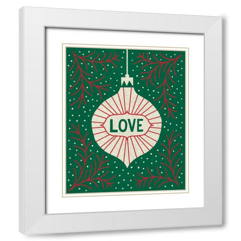 Jolly Holiday Ornaments Love White Modern Wood Framed Art Print with Double Matting by Mullan, Michael