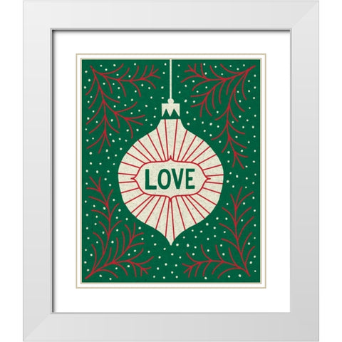 Jolly Holiday Ornaments Love White Modern Wood Framed Art Print with Double Matting by Mullan, Michael