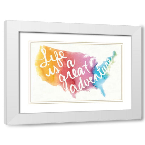 Watercolor USA White Modern Wood Framed Art Print with Double Matting by Schick, Mike