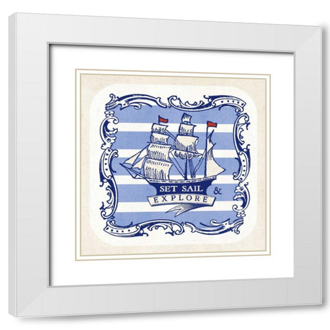 On the Coast Border II White Modern Wood Framed Art Print with Double Matting by Mousseau Studio