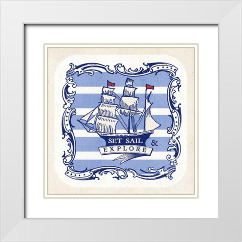 On the Coast Border II White Modern Wood Framed Art Print with Double Matting by Mousseau Studio