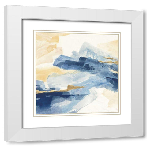 Gilded Indigo I White Modern Wood Framed Art Print with Double Matting by Paschke, Chris