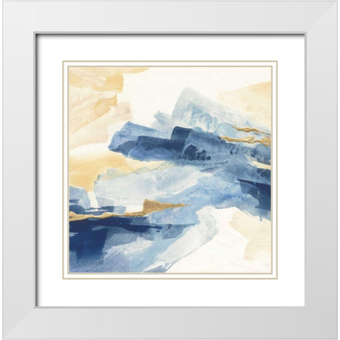 Gilded Indigo I White Modern Wood Framed Art Print with Double Matting by Paschke, Chris