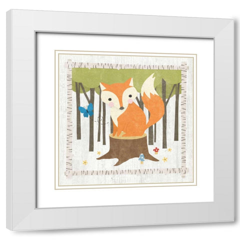 Woodland Hideaway Fox White Modern Wood Framed Art Print with Double Matting by Hershey, Moira