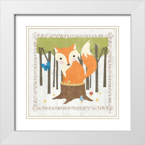 Woodland Hideaway Fox White Modern Wood Framed Art Print with Double Matting by Hershey, Moira