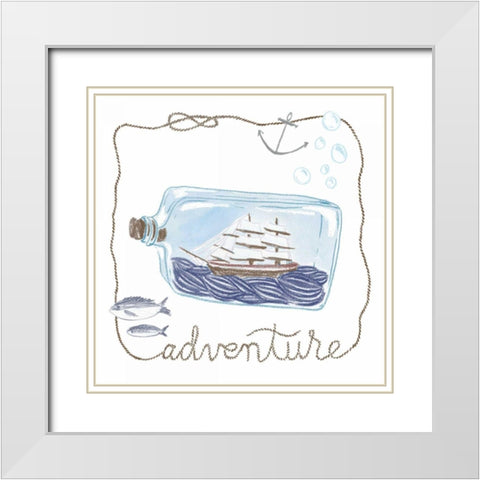 Ship in a Bottle Adventure White Modern Wood Framed Art Print with Double Matting by Zieve Miller, Sara