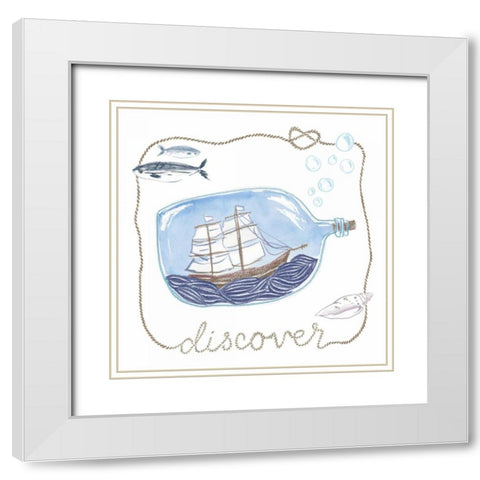 Ship in a Bottle Discover White Modern Wood Framed Art Print with Double Matting by Zieve Miller, Sara