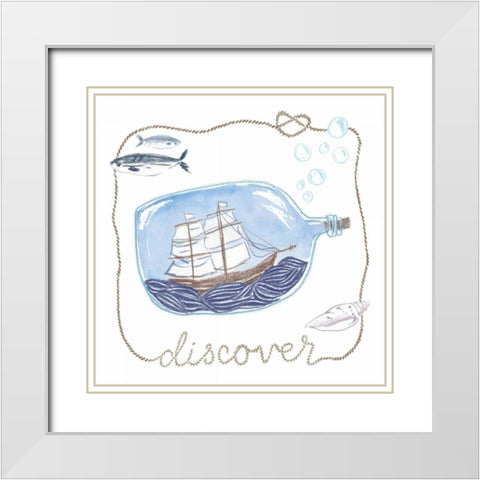 Ship in a Bottle Discover White Modern Wood Framed Art Print with Double Matting by Zieve Miller, Sara