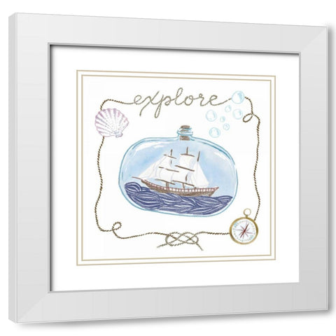Ship in a Bottle Explore White Modern Wood Framed Art Print with Double Matting by Zieve Miller, Sara