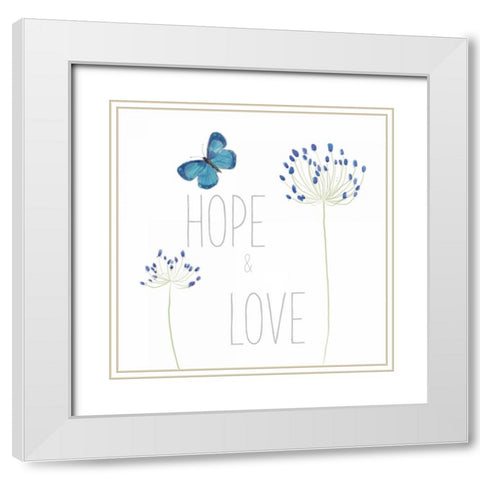 Hope and Love White Modern Wood Framed Art Print with Double Matting by Adams, Sarah