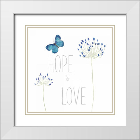 Hope and Love White Modern Wood Framed Art Print with Double Matting by Adams, Sarah