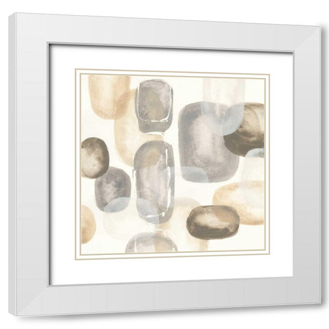 Neutral Stones I White Modern Wood Framed Art Print with Double Matting by Paschke, Chris