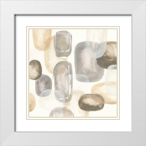 Neutral Stones I White Modern Wood Framed Art Print with Double Matting by Paschke, Chris
