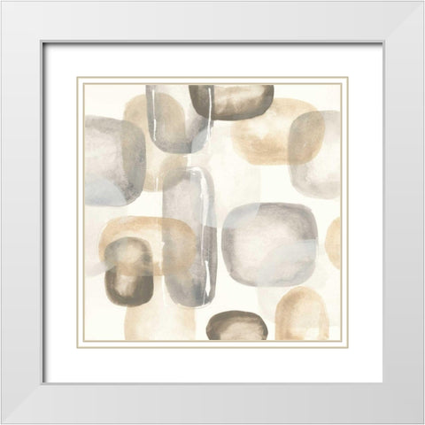 Neutral Stones II White Modern Wood Framed Art Print with Double Matting by Paschke, Chris
