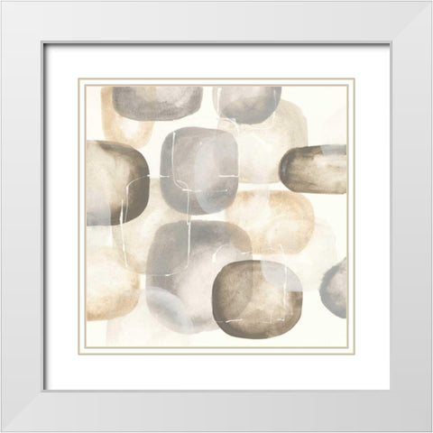 Neutral Stones III White Modern Wood Framed Art Print with Double Matting by Paschke, Chris