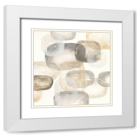 Neutral Stones IV White Modern Wood Framed Art Print with Double Matting by Paschke, Chris