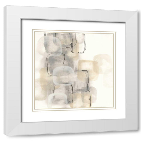 Neutral Stacking II White Modern Wood Framed Art Print with Double Matting by Paschke, Chris