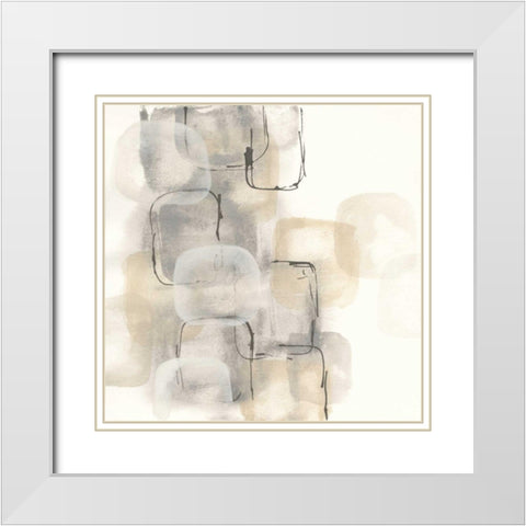 Neutral Stacking II White Modern Wood Framed Art Print with Double Matting by Paschke, Chris