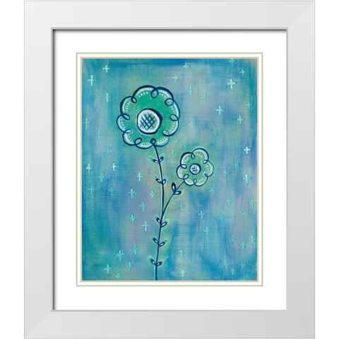 Magical Flowers II White Modern Wood Framed Art Print with Double Matting by Averinos, Melissa