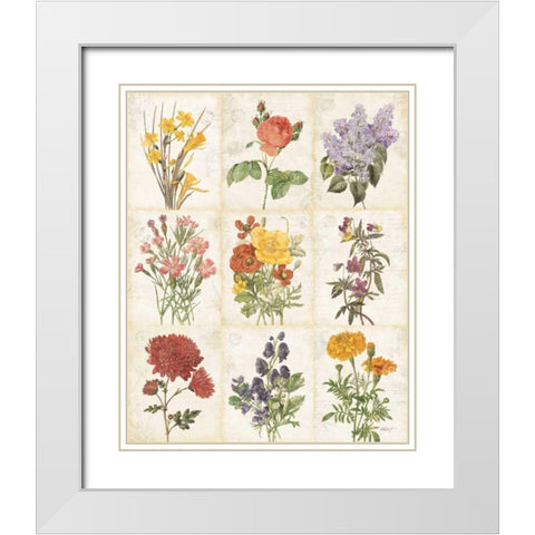 Flowers of the Month 9 Patch White Modern Wood Framed Art Print with Double Matting by Pertiet, Katie