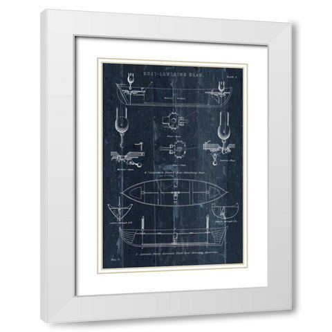 Boat Launching Blueprint II White Modern Wood Framed Art Print with Double Matting by Wild Apple Portfolio