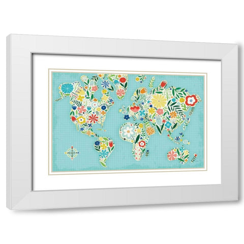 Floral World Blue White Modern Wood Framed Art Print with Double Matting by Mullan, Michael