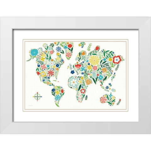 Floral World White White Modern Wood Framed Art Print with Double Matting by Mullan, Michael