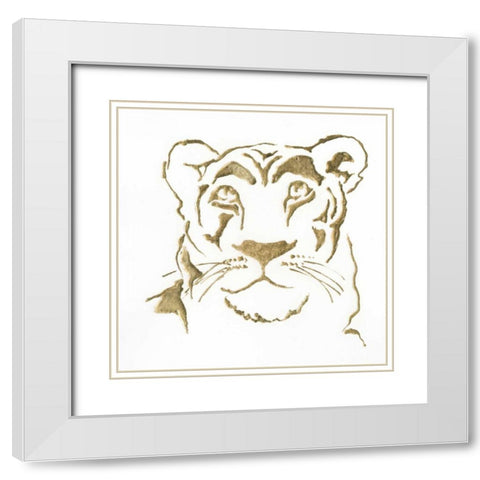 Gilded Lioness White Modern Wood Framed Art Print with Double Matting by Paschke, Chris