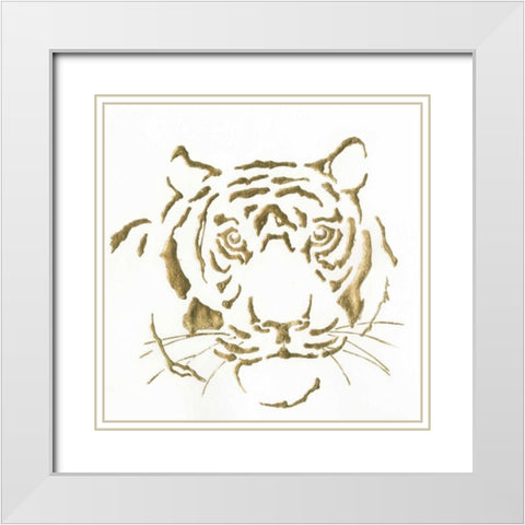 Gilded Tiger White Modern Wood Framed Art Print with Double Matting by Paschke, Chris