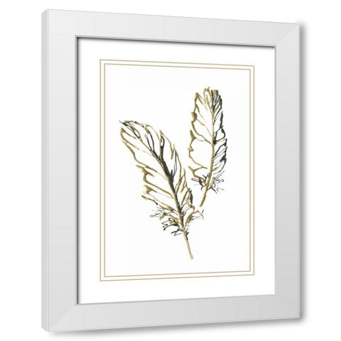 Gilded Barn Owl Feather White Modern Wood Framed Art Print with Double Matting by Paschke, Chris