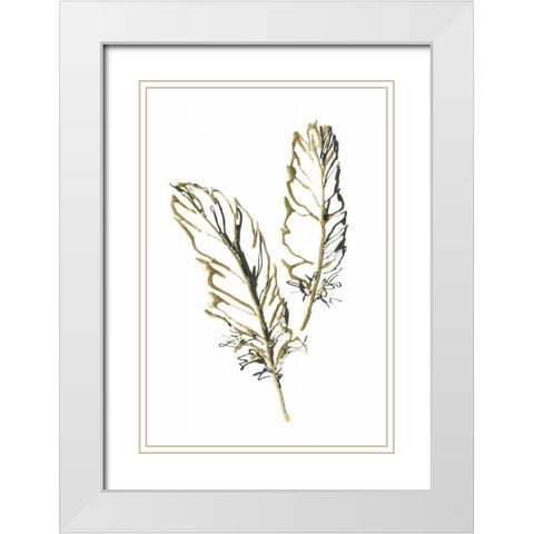 Gilded Barn Owl Feather White Modern Wood Framed Art Print with Double Matting by Paschke, Chris