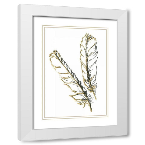 Gilded Red Tailed Hawk Feather White Modern Wood Framed Art Print with Double Matting by Paschke, Chris